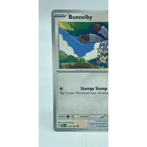 Bunnelby 175/197 Common S&V: Obsidian Flames Non-Holo Pokémon TCG Mint Unplayed - Picture 2 of 6